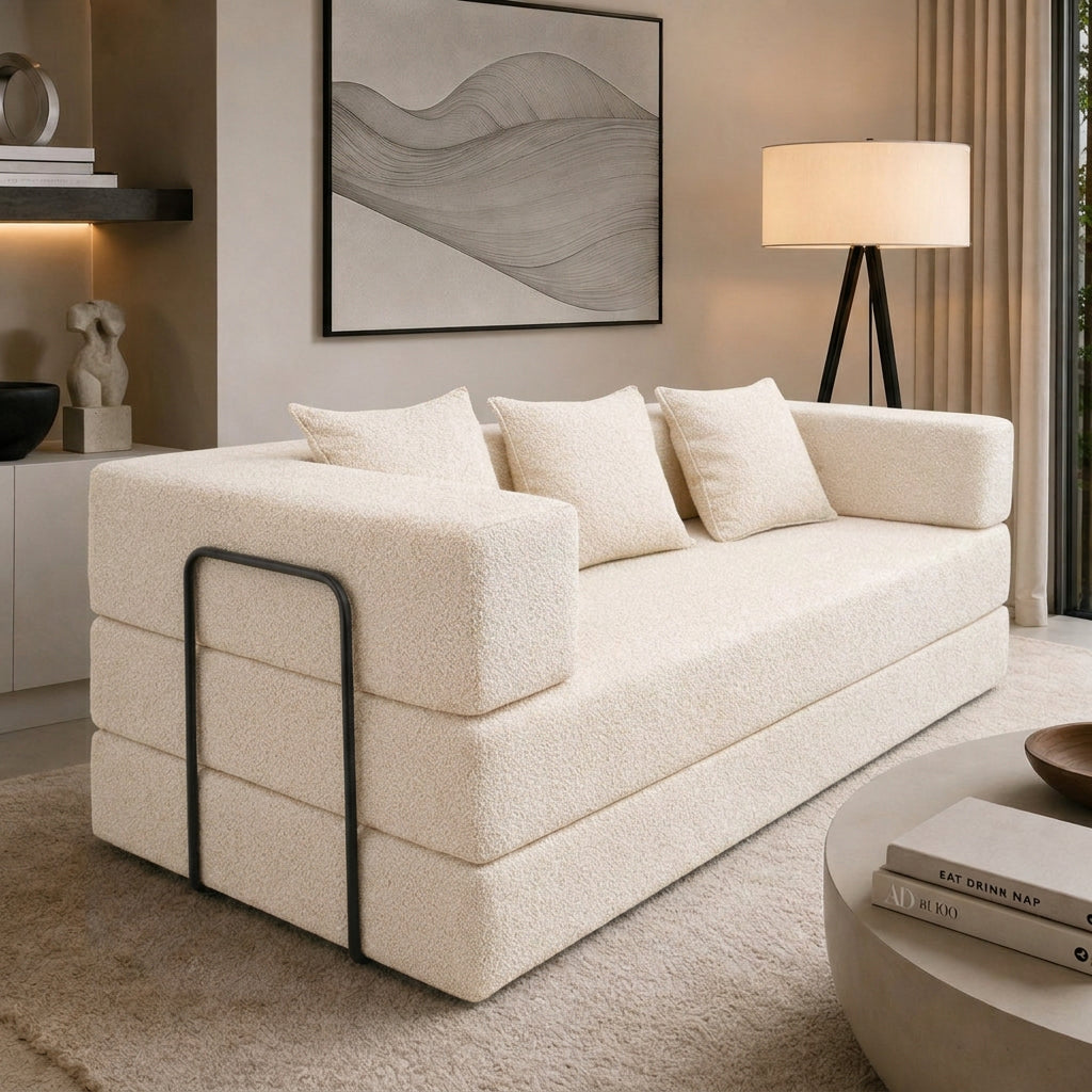 Sofá-Cama Aura Sofá na Caixa em Bouclé, 190 cm