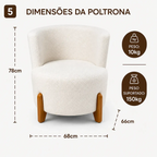 Poltrona Decorativa Orgânica Curva Bouclé | Sala, Quarto e Recepção