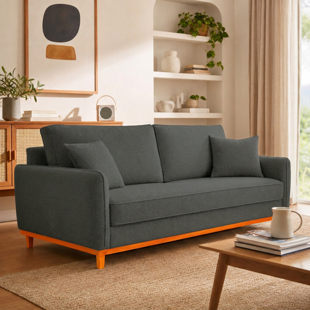 Sofá 2 Lugares Senna Bouclé Sala De Estar Moderno 140 Cm