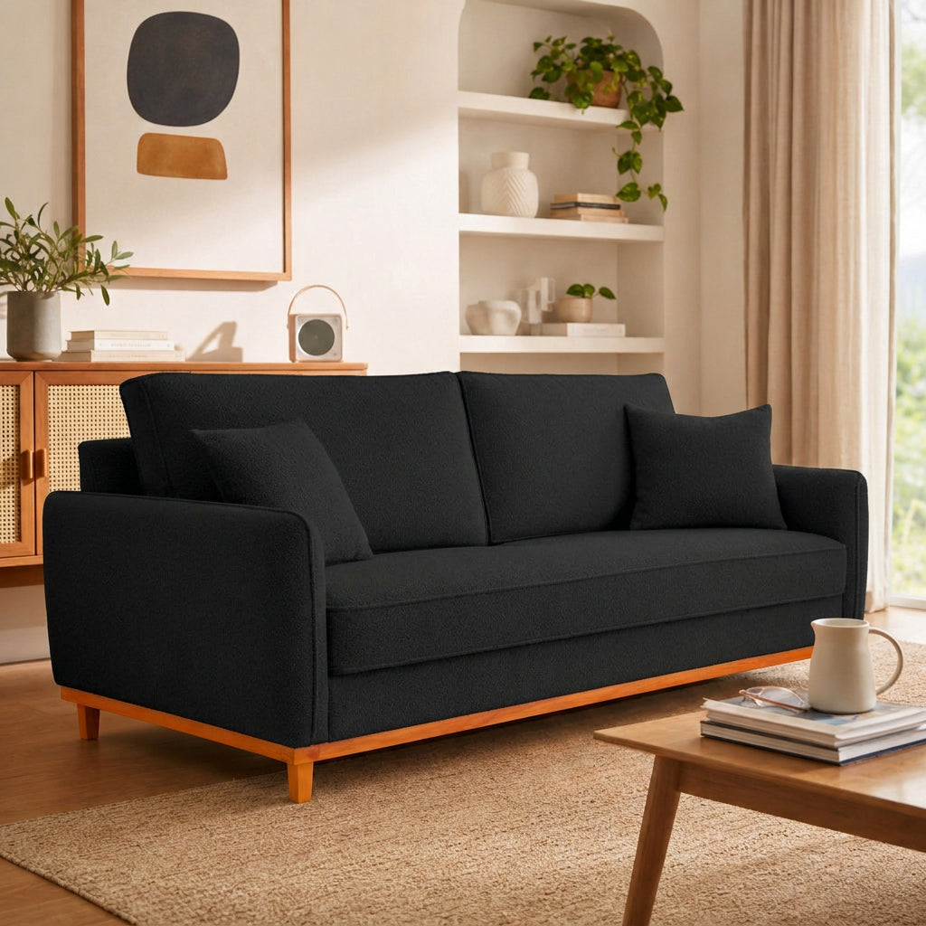 Sofá 2 Lugares Senna Bouclé Sala De Estar Moderno 140 Cm