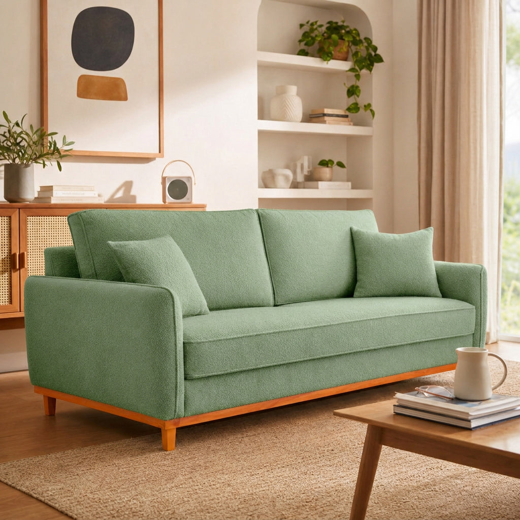 Sofá 2 Lugares Senna Bouclé Sala De Estar Moderno 140 Cm