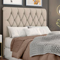 Cabeceira Estofada Viena - Tecido Suede Creme com Acabamento Capitonê