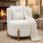 Poltrona Decorativa Orgânica Curva Bouclé | Sala, Quarto e Recepção