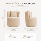 Poltrona Orgânica Redonda Confortável Elegante Bouclê com Almofada
