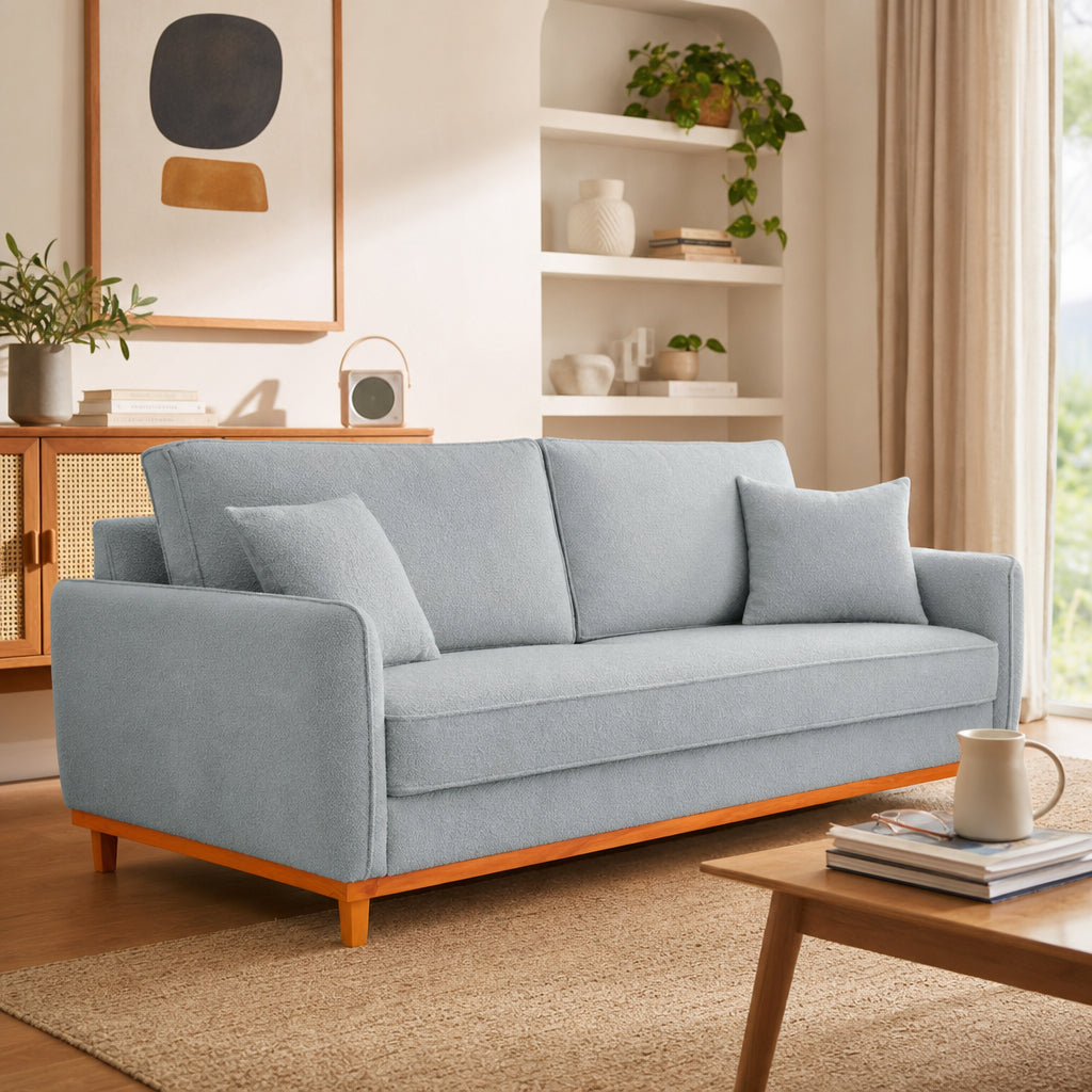 Sofá 2 Lugares Senna Bouclé Sala De Estar Moderno 140 Cm
