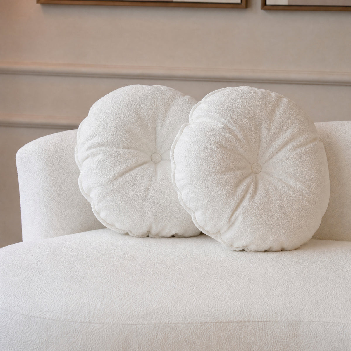 Sofá Curvo 2 Lugares Bouclé Confortável Orgânico Feijão | 150cm