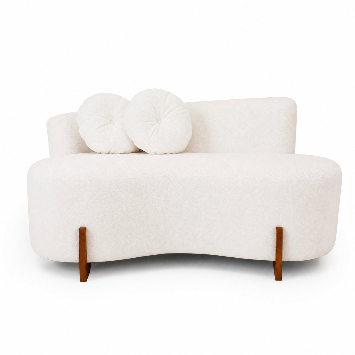 Sofá Curvo 2 Lugares Bouclé Confortável Orgânico Feijão | 150cm