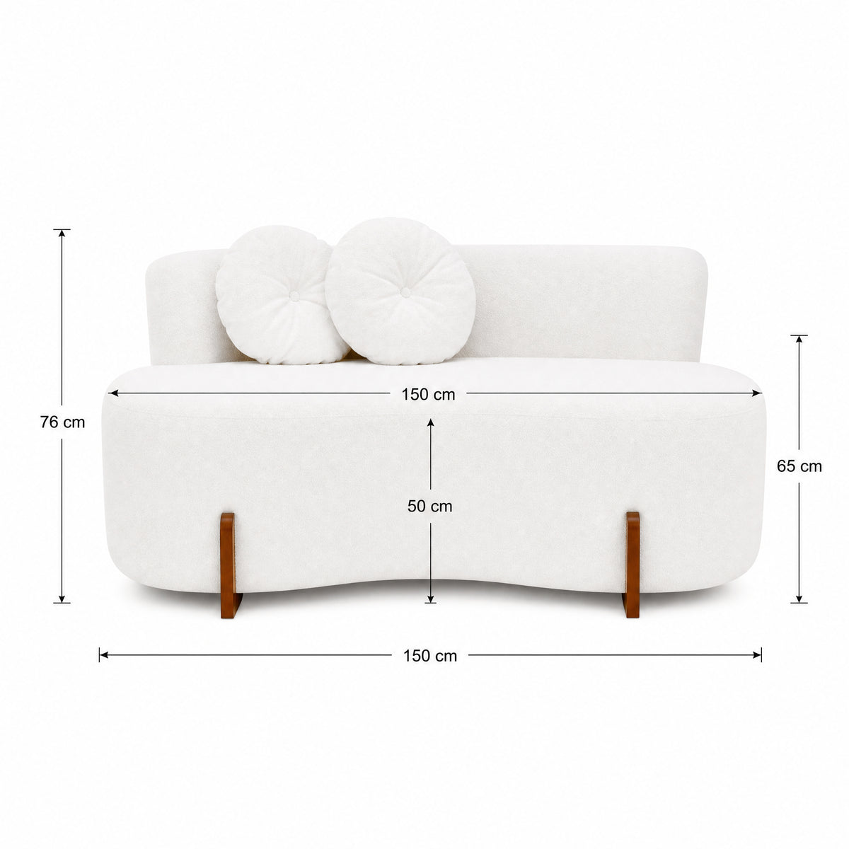 Sofá Curvo 2 Lugares Bouclé Confortável Orgânico Feijão | 150cm