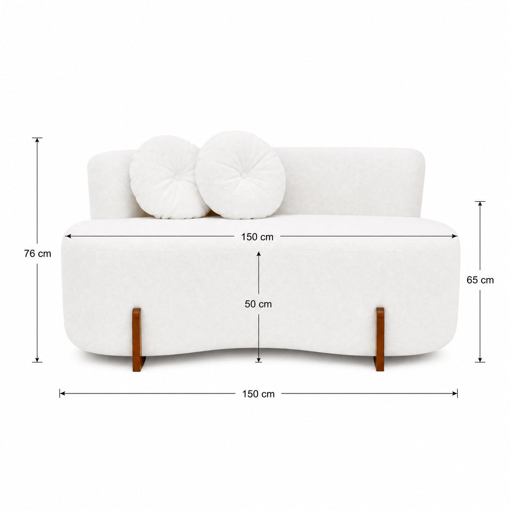 Kit Sofá Curvo + 2 Poltronas Orgânicas em Bouclé, para Sala de Estar e Recepção