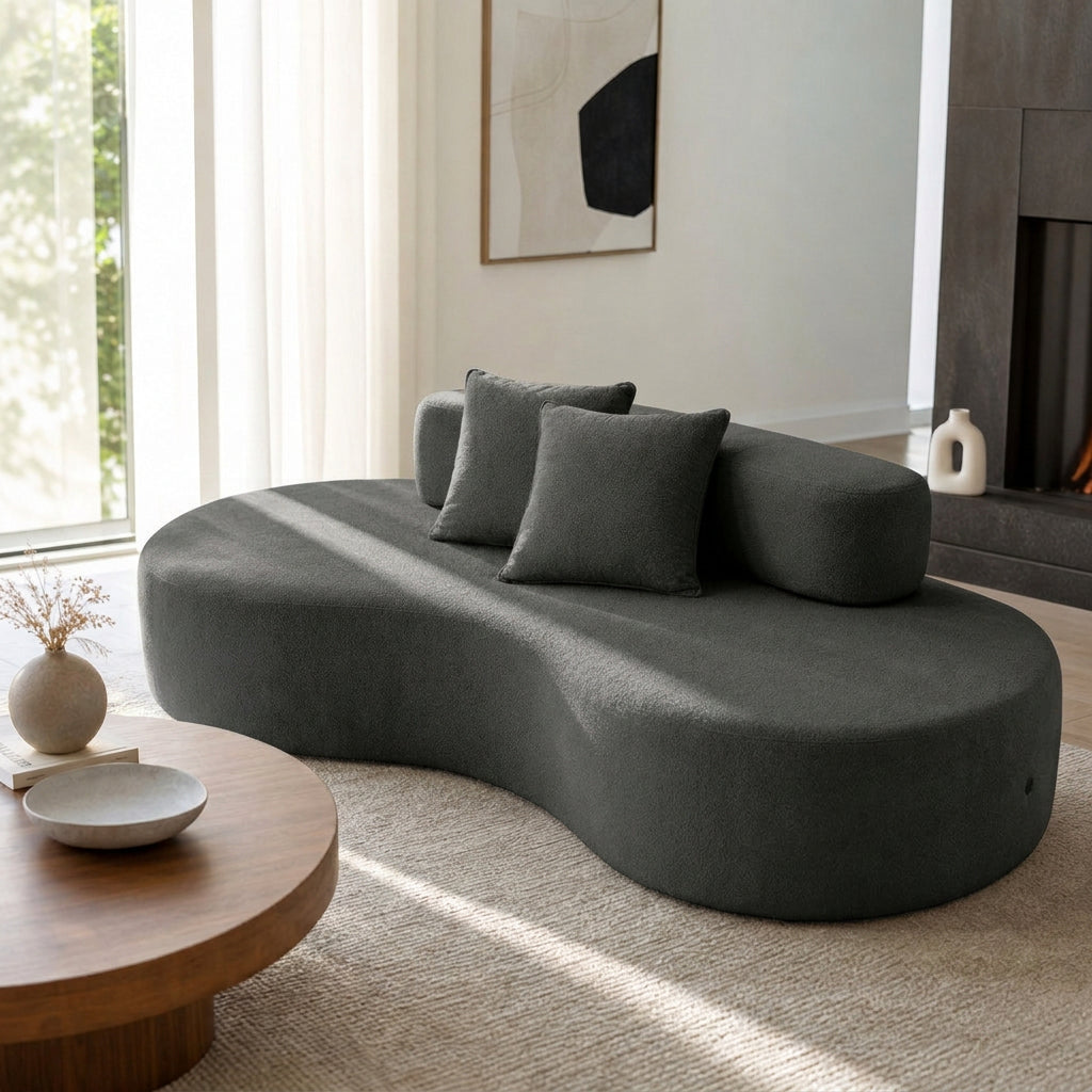 Sofá Orgânico 3 Lugares Bouclé Confortável Luxo