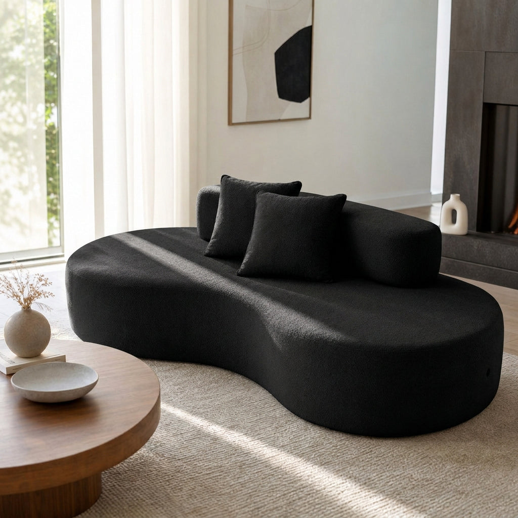 Sofá Orgânico 3 Lugares Bouclé Confortável Luxo