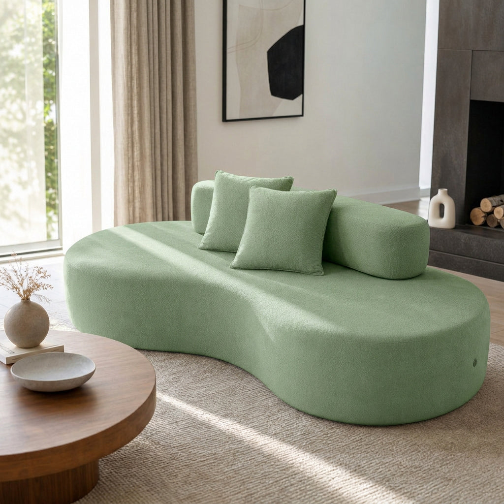 Sofá Orgânico 3 Lugares Bouclé Confortável Luxo