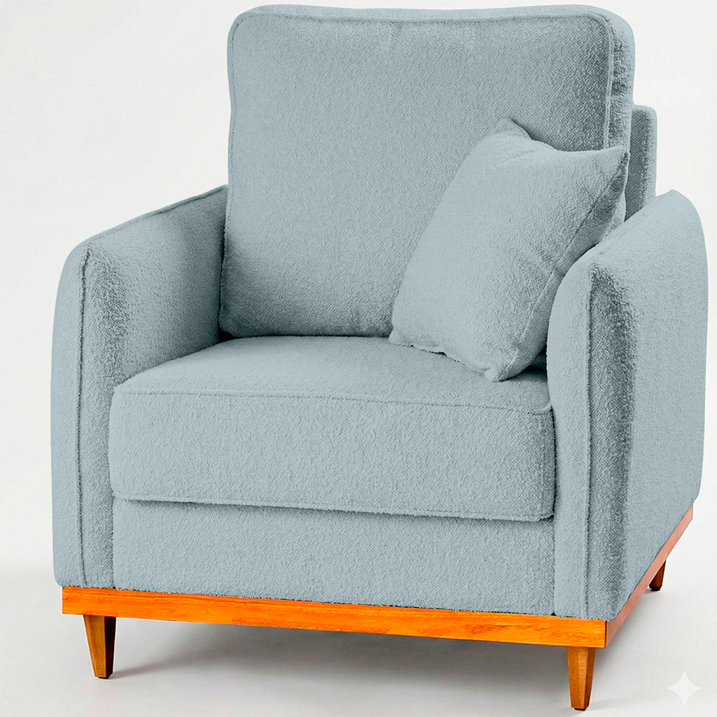 Poltrona Sena em Bouclé, Design Compacto