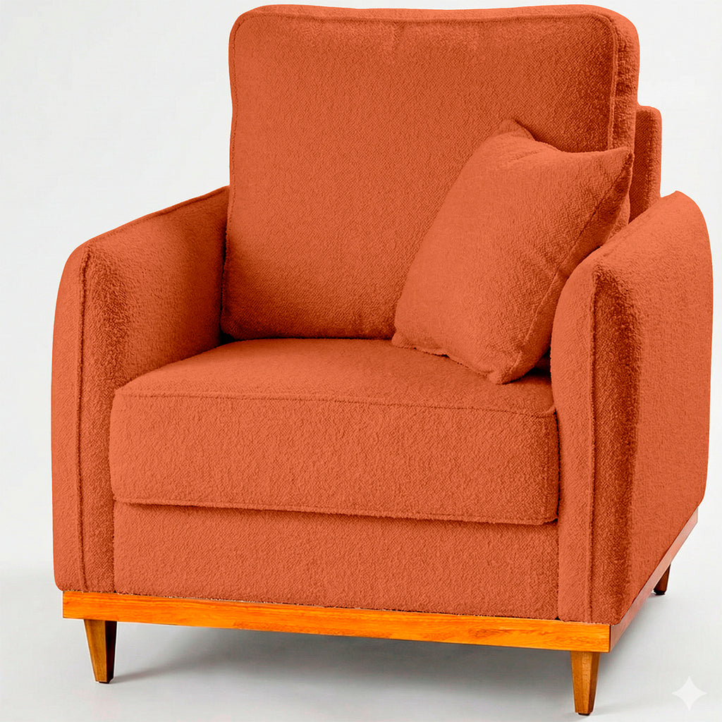 Poltrona Sena em Bouclé, Design Compacto