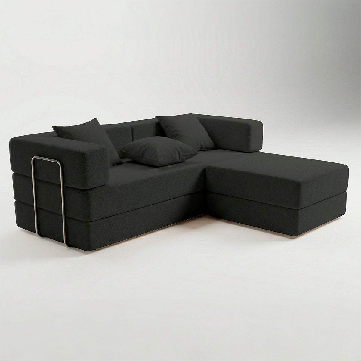 Sofá Cama Casal 2 Em 1 Puff Na Caixa Aura Boucle