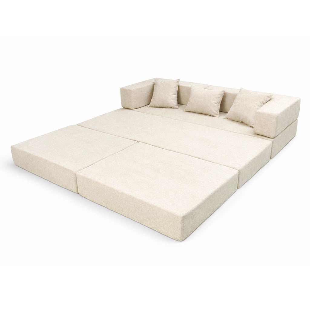 Sofá Cama Casal 2 Em 1 Puff Na Caixa Aura Boucle